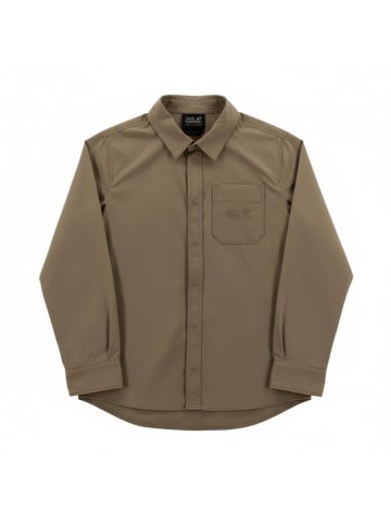 Jack Wolfskin Langarmshirt Lakeside Shirt Kids Hemd Kinder Moskito Longsleeve Shirt in Braun