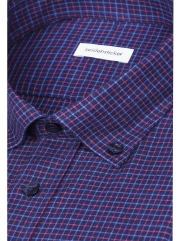 Seidensticker Flanellhemd Slim in Dunkelblau
