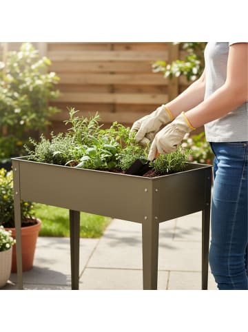 relaxdays Hochbeet in Beige - (B)85 x (H)80 x (T)40 cm