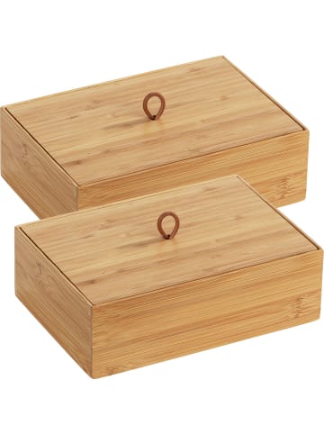 Wenko Bambus Box Terra L mit Deckel 2er Set, Bambus Box Mod. Terra L mit Deckel 2er Set in Braun