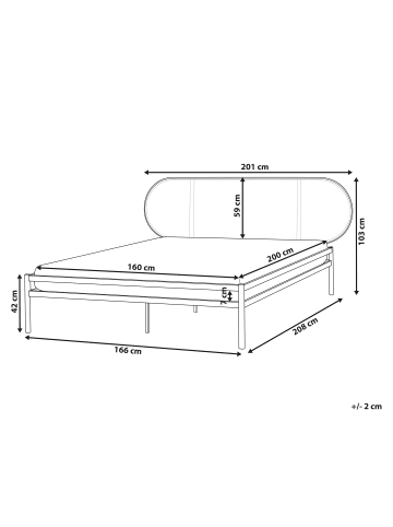 Beliani Doppelbett BOULIN in Schwarz/Braun - (W) 201 x (H) 103 x (L) 208 cm