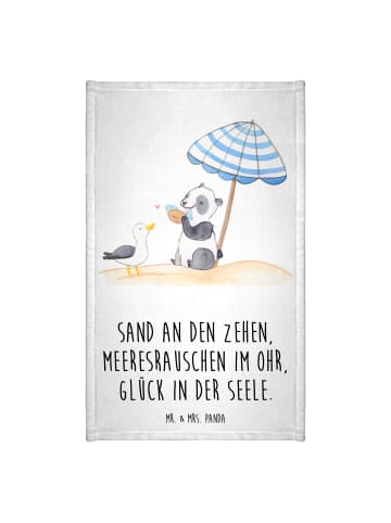 Mr. & Mrs. Panda Frotteehandtuch Sommer Meer Glück mit Spruch in Weiß