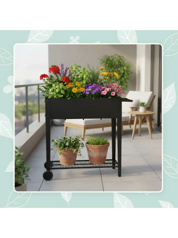 relaxdays Hochbeet in Schwarz- (B)85 x (H)80 x (T)50 cm