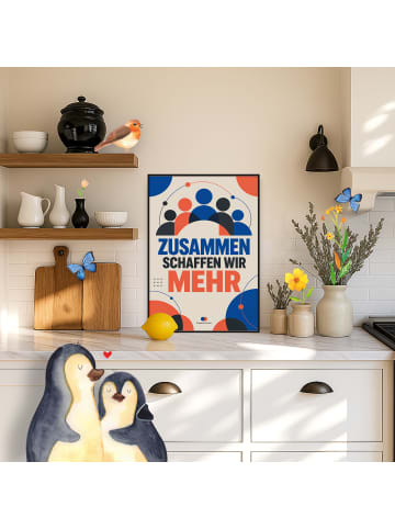 Mr. & Mrs. Panda Plakat Team modern Design mit Spruch in Weiß