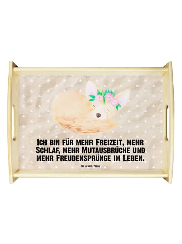 Mr. & Mrs. Panda Sofa Tablett Wüstenfuchs Blumen mit Spruch in Sandig