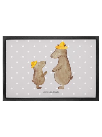 Mr. & Mrs. Panda Fussmatte Bären mit Hut ohne Spruch in Grau Pastell