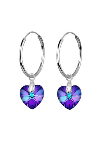 Elli Ohrringe 925 Sterling Silber Herz in Violett