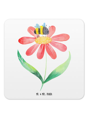 Mr. & Mrs. Panda Getränkeuntersetzer Hummel Blume ohne Spruch in Weiß