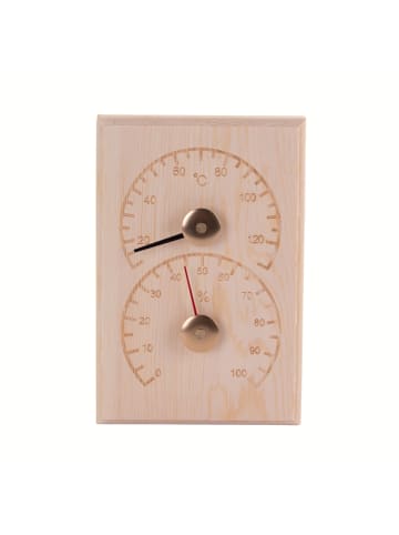 4Living Thermometer und Hygrometer für die Sauna in Beige, (B) 12,5 x (H) 18 x (L) 1 cm