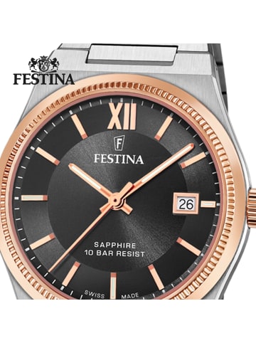 Festina Analog-Armbanduhr Festina Swiss Made silber groß (ca. 40mm)