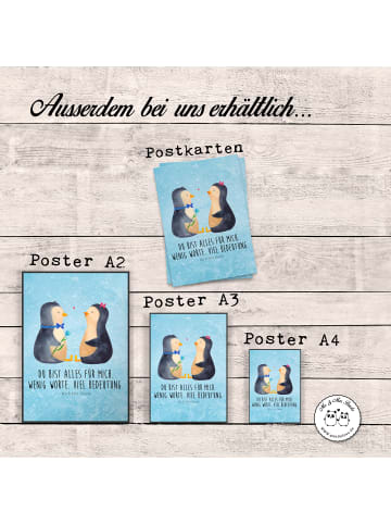 Mr. & Mrs. Panda Poster Pinguin Pärchen mit Spruch in Eisblau