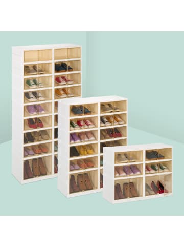 relaxdays Faltbarer Schuhschrank in Weiß/ Braun - (B)86,5 x (H)66,5 x (T)34,5 cm