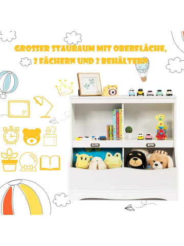 COSTWAY Spielzeugregal mit 4 Fächern in Creme