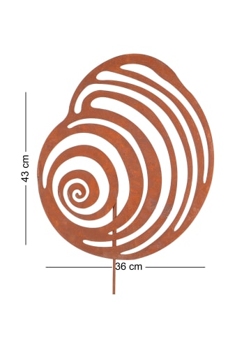 UNUS Gartenstecker Rost Muscheln in Braun