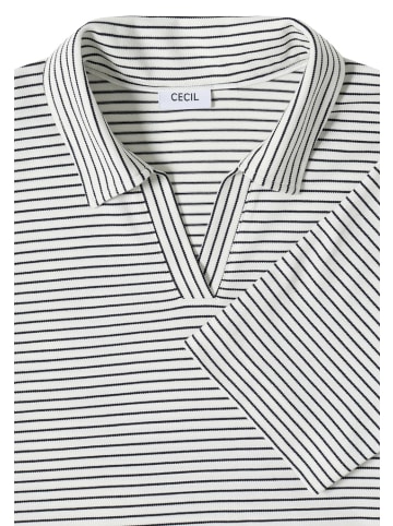 Cecil Kurzarm Poloshirt mit Streifen in Blau