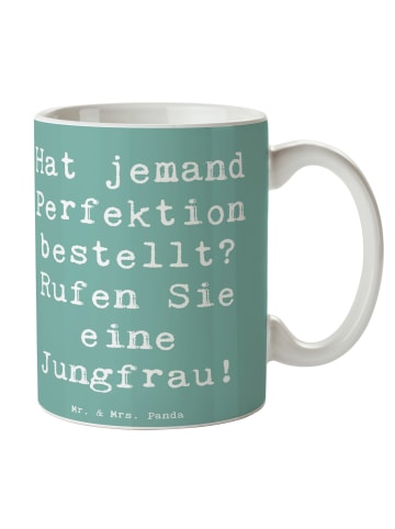 Mr. & Mrs. Panda Trinkbecher Spruch Jungfrau Perfektion mit Spruch in Meeresbrise