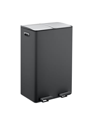 relaxdays Mülleimer in Schwarz/ Silber - 2x 30 Liter