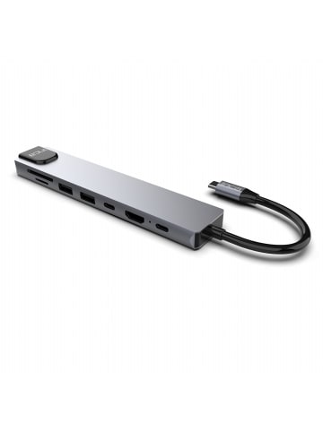 Inca INCA USB-C HUB Type-C-Hub Aluminiumgehäuse 8 Ports USB, in Grau