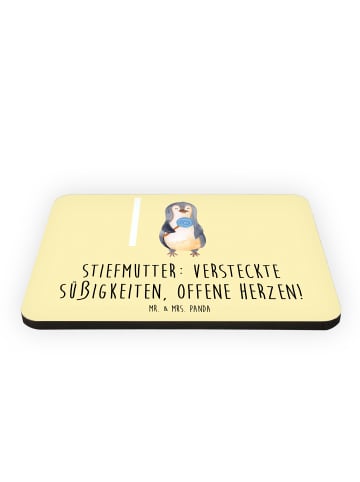 Mr. & Mrs. Panda Kühlschrankmagnet Stiefmutter Herzen mit Spruch in Gelb Pastell