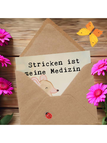 Mr. & Mrs. Panda Einladungskarte Maus Stricken Design mit Spruch in Weiß