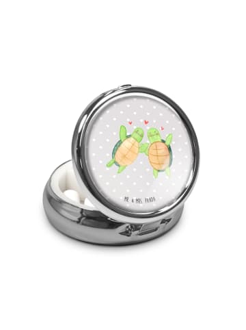 Mr. & Mrs. Panda Tablettenbox Schildkröten Paar ohne Spruch in Grau Pastell