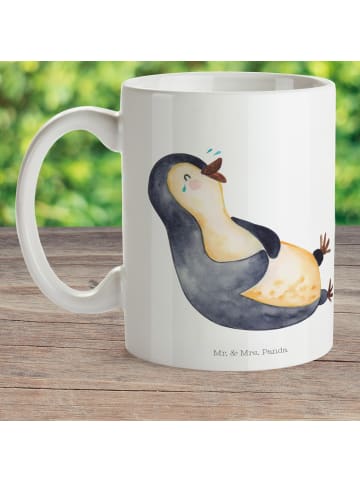 Mr. & Mrs. Panda Henkelbecher Pinguin Lachen ohne Spruch in Weiß