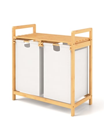 COSTWAY Wäschekorb mit 2 Fächer in Weiß