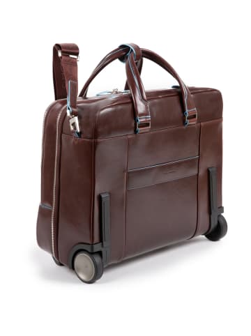 Piquadro Blue Square 2-Rollen Businesstrolley Leder 37 cm Laptopfach in mahogany