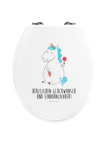 Mr. & Mrs. Panda WC Sitz Einhorn Baby mit Spruch in Weiß