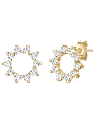 Glanzstücke München Ohrstecker Blume/Kreis aus Sterling Silber mit Zirkonia in gelbgold