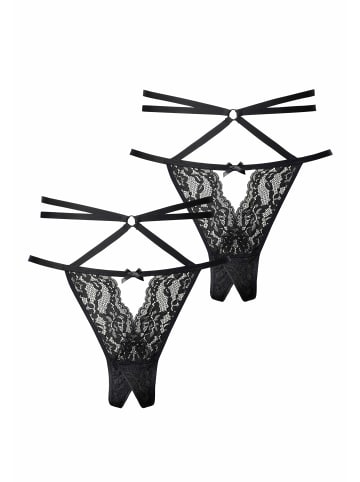 PETITE FLEUR GOLD String-Ouvert in 2xschwarz