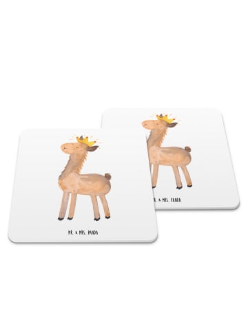 Mr. & Mrs. Panda Tischuntersetzer Lama König ohne Spruch in Weiß