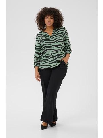 KAFFE curve Kurzarm-Bluse KCjanni in Green/Black Animal