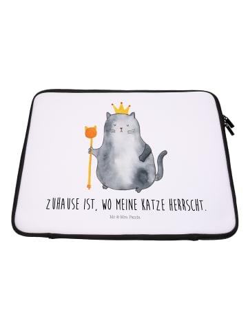 Mr. & Mrs. Panda Notebook Tasche Katze König mit Spruch in Weiß