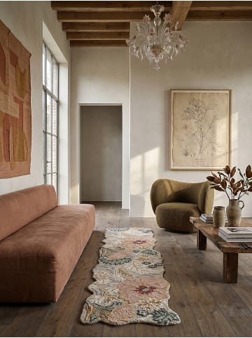 KADIMA DESIGN Wollteppich fussbodenheizung-geeignet CHAR Blütenmuster Wohnzimmer in Hellrosa