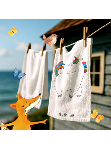 Mr. & Mrs. Panda Gästetuch Einhorn Stolzieren ohne Spruch in Weiß