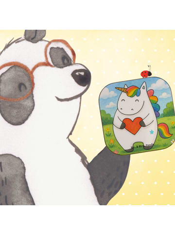 Mr. & Mrs. Panda Glas-Untersetzer Einhorn Herz Design ohne Spruch in Weiß
