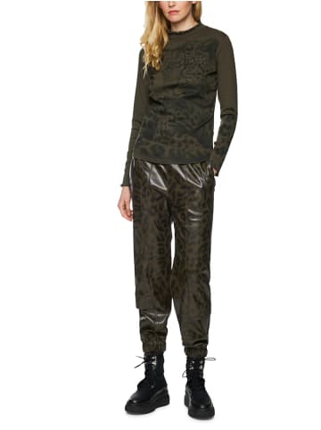 MARC CAIN Shirt aus Baumwoll-Ripp mit Leo in Grün