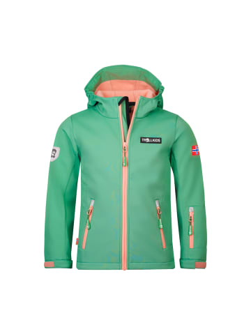 Trollkids Softshell Jacke "Oslofjord" in Blattgrün/Koralle