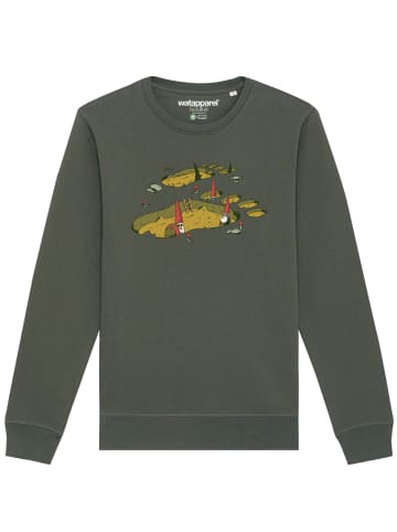 wat? Apparel Sweatshirt Gnome Footprint in Khaki