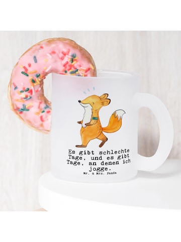 Mr. & Mrs. Panda Teeglas Fuchs Joggen mit Spruch in Transparent