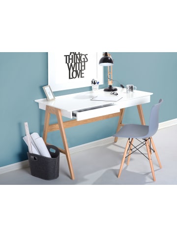 Beliani Schreibtisch SHESLAY in Weiß/Braun - (W) 120 x (H) 75 x (L) 70 cm