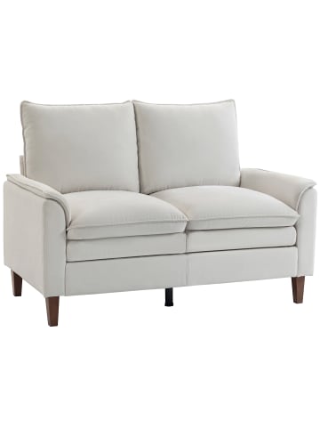 HOMCOM Zweisitzer Sofa-146L x 84B x 95H cm-Cremeweiß