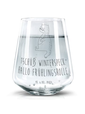 Mr. & Mrs. Panda Trinkglas Otter Bauch mit Spruch in Transparent