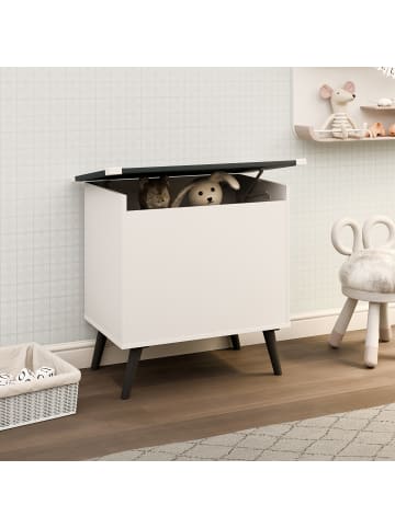 VCM  Holz Sitztruhe Sitzbank Truhe Kiste Bosula L in Weiß / Anthrazit