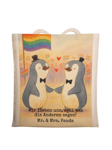 Mr. & Mrs. Panda Schultertasche Pinguine Gay Pride Design mit Sp... in Weiß