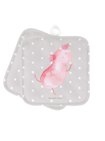 Mr. & Mrs. Panda Topflappen Axolotl Tanzen ohne Spruch in Grau Pastell