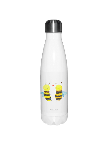 Mr. & Mrs. Panda flasche aus edelstahl Biene Verliebt ohne Spruch in Weiß