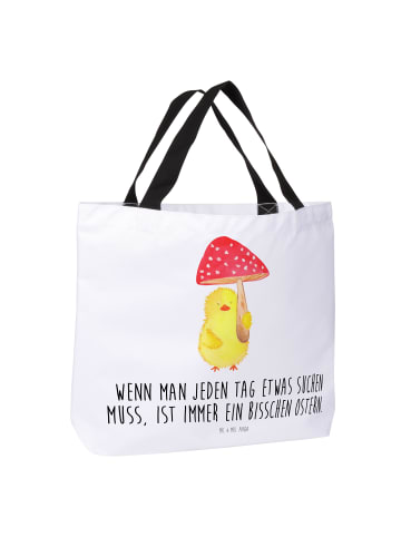 Mr. & Mrs. Panda Strandtasche Küken Fliegenpilz mit Spruch in Weiß