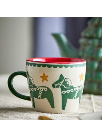 Bloomingville Becher SIFFER Weihnachtsbecher mit PFERDEN Rot Grün 2er Set